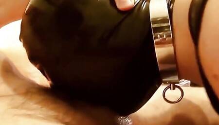 Latex Mask Slut Slave Sloppy Ring Gag Deepthroat and Rimming