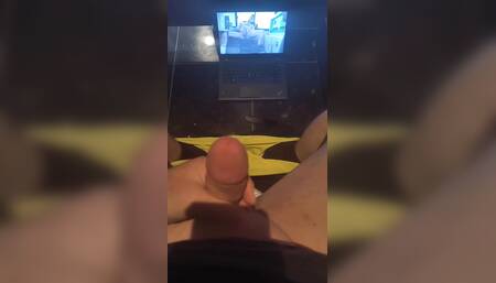 Watching Porn while Jerking Off in the Restroom
