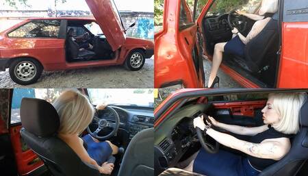 Katya brutally revving Lada 2108