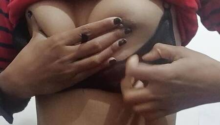 red top girl boobs