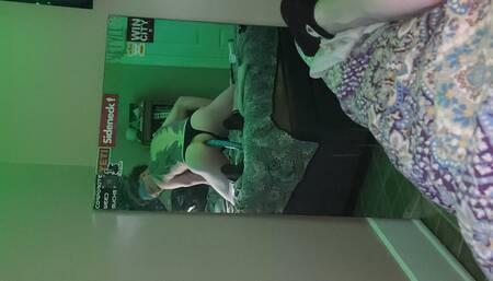 Riding A BIG Blue Dildo