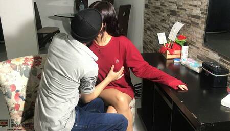 Quick Risky Sex in My Living Room with My Horny Stepsister - Spanish Porn