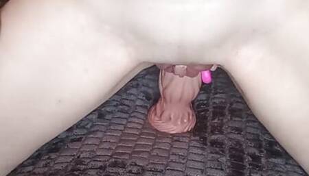 huge dildo and egg vibrator stretching