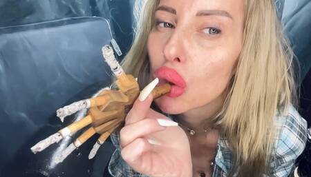 Smoking 5 Marlboro red at once in my 5 holder