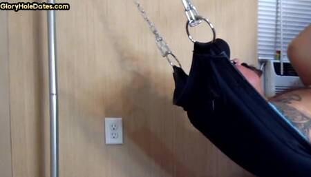 Gloryhole gay penetrated by huge dick in tight asshole