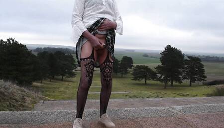 shemale sissy sounding lingerie outdoors 6