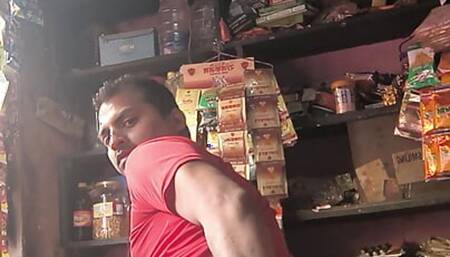 Indian boy fucks himself in a shop
