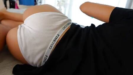 Beauty shows morning exercises in bed. Amateur sex