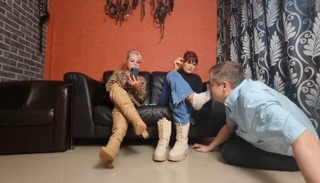 Feet massage and socksjob with Lady Anne and Faith part 6
