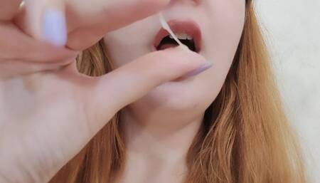 Coughing and playing with phlegm, mucus from throat