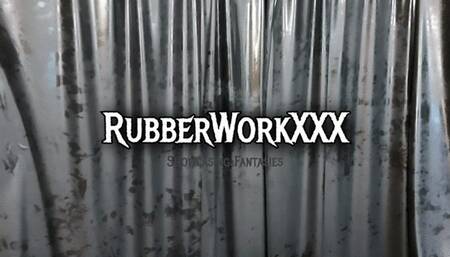 Rubber Toy double layering latex with piss mask, and pleasures himself