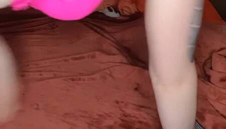 Sexy Lady in Pink Lingerie smoking two at the same Time