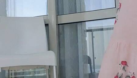 Smoking Barefeet in beautiful Summer Dress