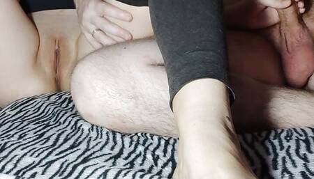 Korean woman petting her husband