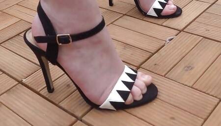 Outdoors in Black Silk Lingerie in the Cold