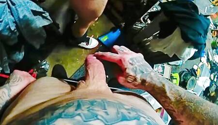 Petite blonde babe sucks dick before her pussy is wrecked by cock out in the garage