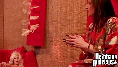 Crystal White Eats Brittany Andrews Pussy With Noodles On It