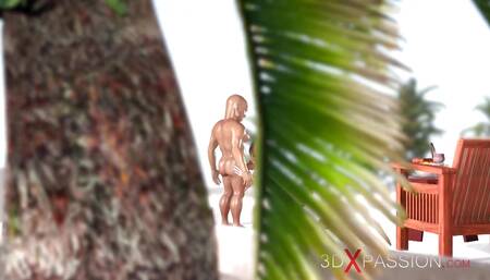 Dwarf pervert fucks hard a young girl in an expensive villa on the sea