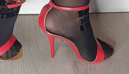 Heels, nylon stockings and feet fetish