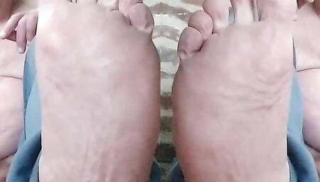 Dad Marcel's feet smell in his garage-office