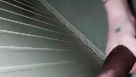 Hot neighbor masturbating my dick while kissing me