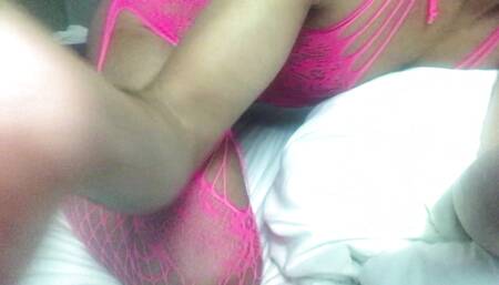 Horny YellowBunni Ass Up In Pink Lingerie Alone in Hotel