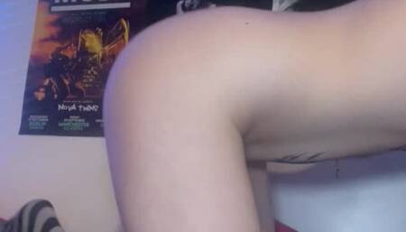 GOTH SLUT RIDING DILDO DROOLING BALLGAG NIPPLE CLAMPS