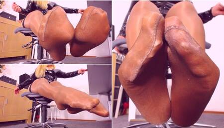606 Smelling nylon feet JOI - Nylon foot fetish, suntan stockings, seamless pantyhose, nylon feet smelling JOI slave training, cum countdown, pantyhose domination JOI, nylon soles, nylon toes