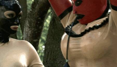 Rubber sissy anal slut outdoor - Part 1 - Latex Mistress inspects her toy