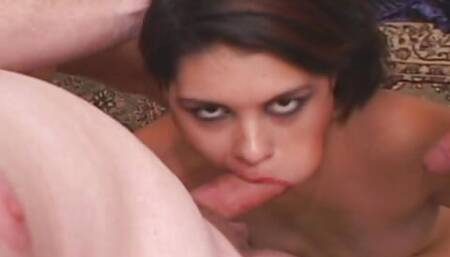 GOTH Bitch ASMR BlowBang Dick Sucking Messy Facial Mouth Fucking Lady of The Night