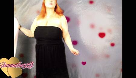 Happy Valentine's Day BBW Samantha 38g trying on 3 sexy tight pink dresses - MP4