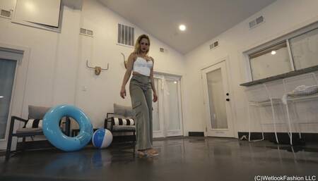 Camille Takes a Swim in Her Sexy Satin Clubbing Outfit