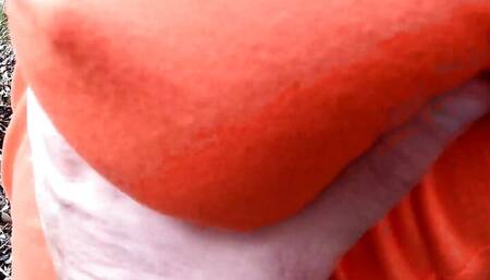 The tits are beaten behind the transformer