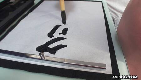 Japanese solo girl masturbating and writting uncensored.