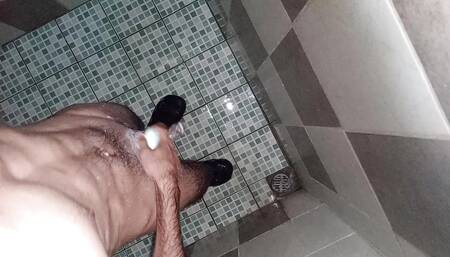 boy masturbates and wipes all the body hair on his parts and buttocks