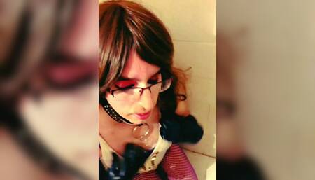 Sissy enjoying piss in her body