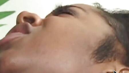 She Stuffs Her Chocolate Pussy with a Dildo Before Her Man Fucks Her Hard