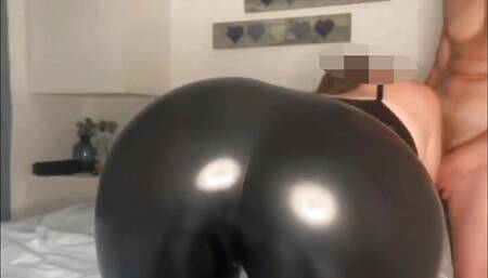 Schoolgirl blowjob in latex leggings