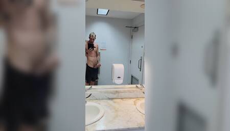 Intro Johnholmesjunior in Real Risky Shower and Solo Show in Busy Vancouver Mens Room