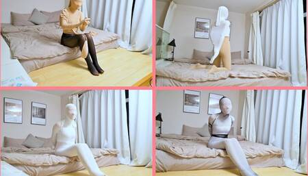 HLY009 She mummified herself with pantyhose