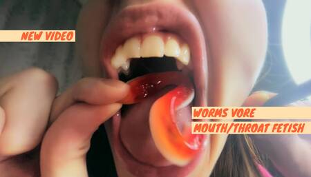 Gummy worms eating and chewing teaser