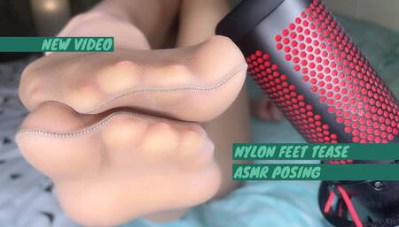 Nude nylon feet tease