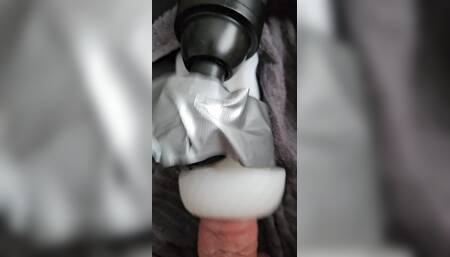 How go get super strong orgasm? Attach Your toy to massage device like this!