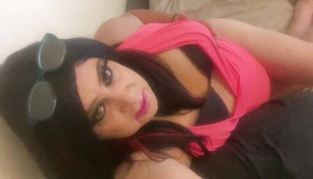 Krissy Sweets in high heels and pink dress wants your big thick cock deep in her tight asspussy