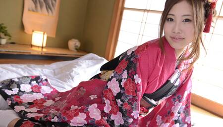 Yui Shiina wearing a kimono while fucked by her hubby