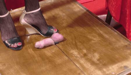 Milking my slave with wedges Wide view