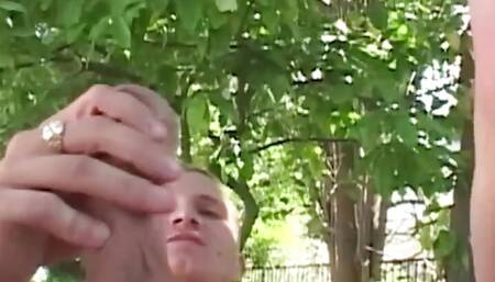 Pretty Brunette in Lingeire Has Hot Outdoor Sex with Handsome Man with Big Dick