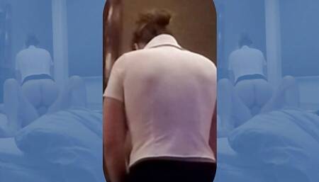 UDA Stewardess MILF gets pounded hard with her uniform still on, Cum all over her hot blue skirt, stinking of cum back to work