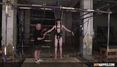 Bound twink Jake Hunter cock stroked by daddy Sebastian Kane