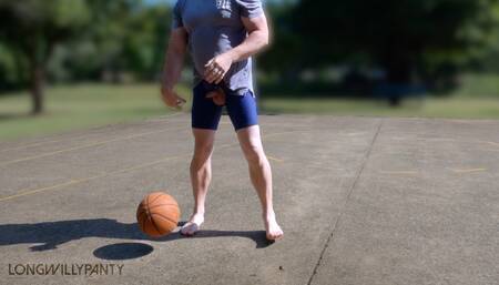 Playing basketball on a public court with my cock on display